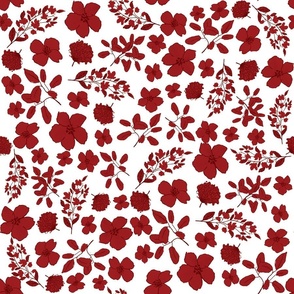 Red and White Line art floral Design