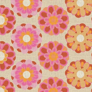 Retro Summer Flower Offwhite background