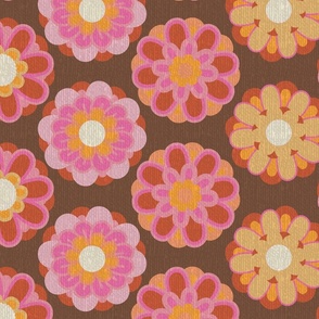 Retro Summer Flower on Brown background