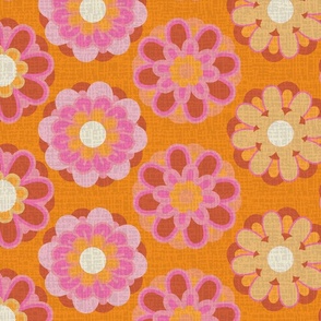 Retro Summer Flower on Orange background