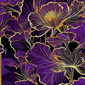 XLscale poppies purple and gold