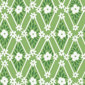 floral trellis green wallpaper scale