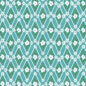 floral trellis teal small scale