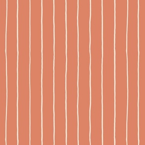 Off white pinstripes on a copper background - kids stripes - thin stripes - hand painted stripes 