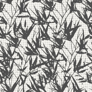 Foliage, grass, thickets in graphics, monochrome