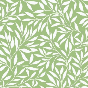 leaf fiesta white on sage green normal scale