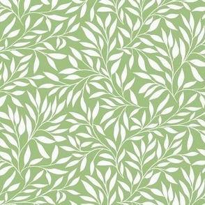 leaf fiesta white on sage green small scale