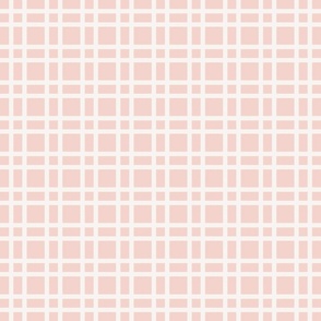 Pink and cream plaid geometrical stripes 2x2 repeat