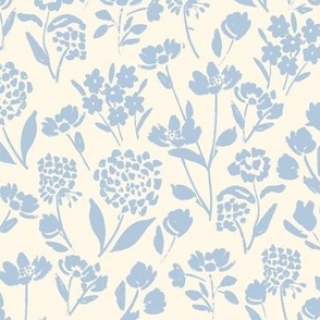 Traditional Farmhouse/Cottage Core Climbing Flowers, Robin's Egg Blue