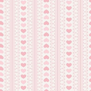 Cottagecore Heart Ticking Stripe in Pink