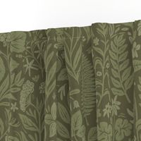 Forest Floor Flora - earthy green block print - large