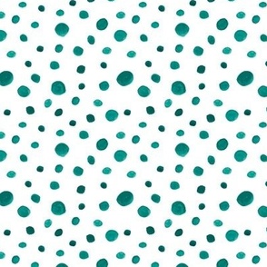 Teal Modern Watercolor Polka Dots, small scale