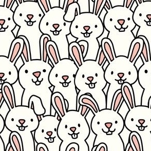 bunnies - cute easter bunnies stacked - cream - LAD24