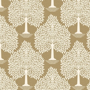 Botanical Forest Trees - Forest Biome - mustard, off-white - outdoor