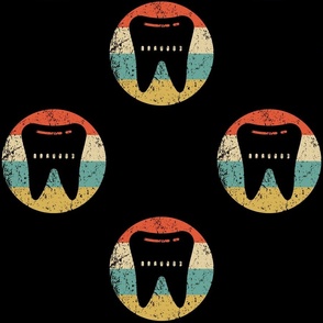 Retro Tooth Dentist Orthodontist Icon Repeating Pattern Black