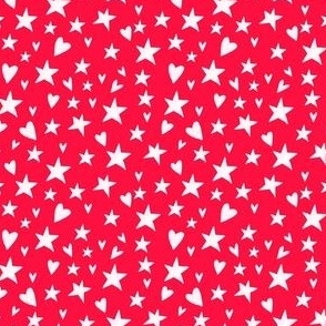 Hearts and Stars Ditsy Red