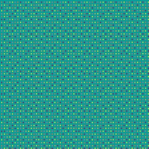 Sowing Seeds / Small Scale / Colorful Polka Dots on a Bright Teal Blue Background