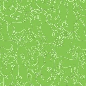 Small - Dog Love - Line Art - Bright Green White