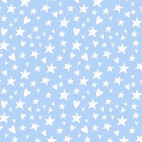 Hearts and Stars Ditsy Light Blue