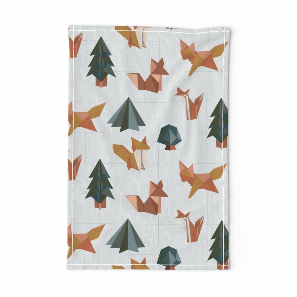 Origami Foxes in the Forest