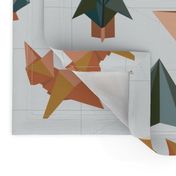 Origami Foxes in the Forest