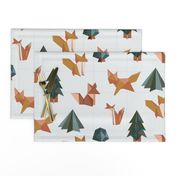 Origami Foxes in the Forest