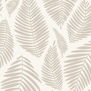 Tropical Minimalist Palm Leaves in Beige + Off White