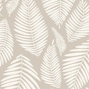 Tropical Minimalist Palm Leaves in Off White + Beige