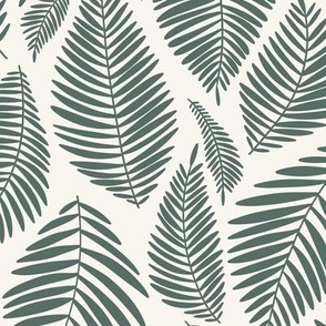 Tropical Minimalist Palm Leaves in Jade Green + Off White