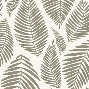 Tropical Minimalist Palm Leaves in Sage Green + Off White