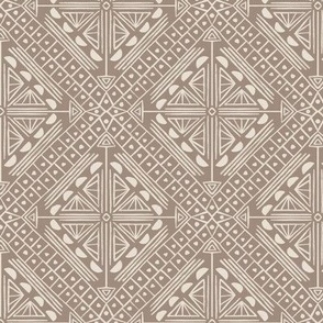 Geometric Sketched Boho Tiles in Off White + Sandy Brown