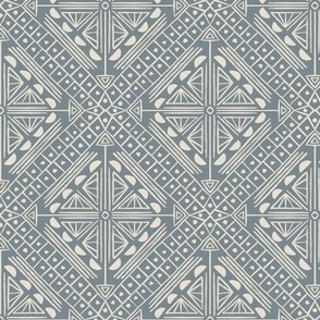 Geometric Sketched Boho Tiles in Off White + Slate Blue Gray