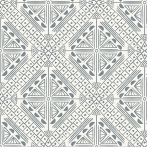 Geometric Sketched Boho Tiles in Slate Blue Gray + Off White