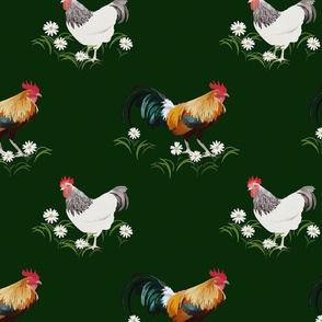 Hen & Rooster - Dark Green