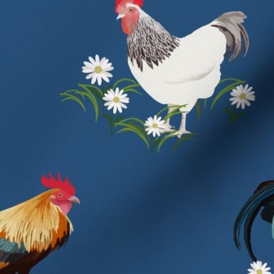 Hen & Rooster - Mid Blue