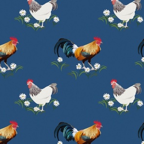 Hen & Rooster - Mid Blue