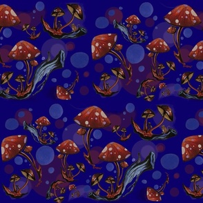 Deep blue shrooms - scanned paper cutouts