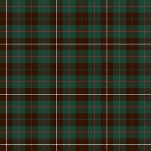 tartan MacKinnon plaid in green and brown with red and white accent stripes
