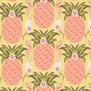 Paisley Pineapple Tropical Welcome for Walls - 25 inch