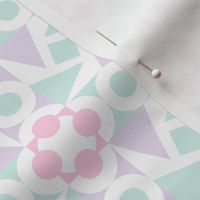 modern graphic pastel circles triangles geometric small tile cheater quilt baby girl nursery bedding light pink lavender aqua white kitchen wallpaper