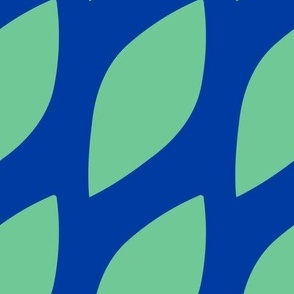 Dazzle Leaves // x-large print // Turbocharged Mint Leaf Shapes on True Blue