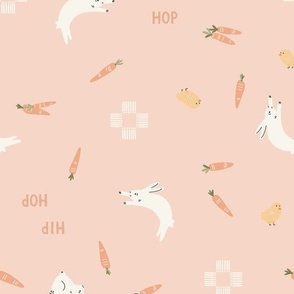 easter hip hop rabbits and carrots - girls light pink