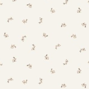 tiny tossed bunnies - beige on off white - easter