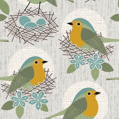 Bird Fabric, Wallpaper and Home Decor
