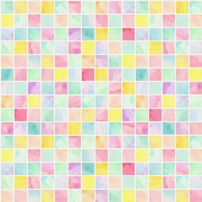 Pastel Watercolor squares in a grid small scale