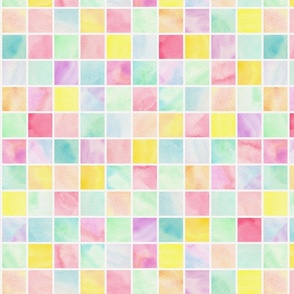 Pastel Watercolor squares in a grid Medium scale