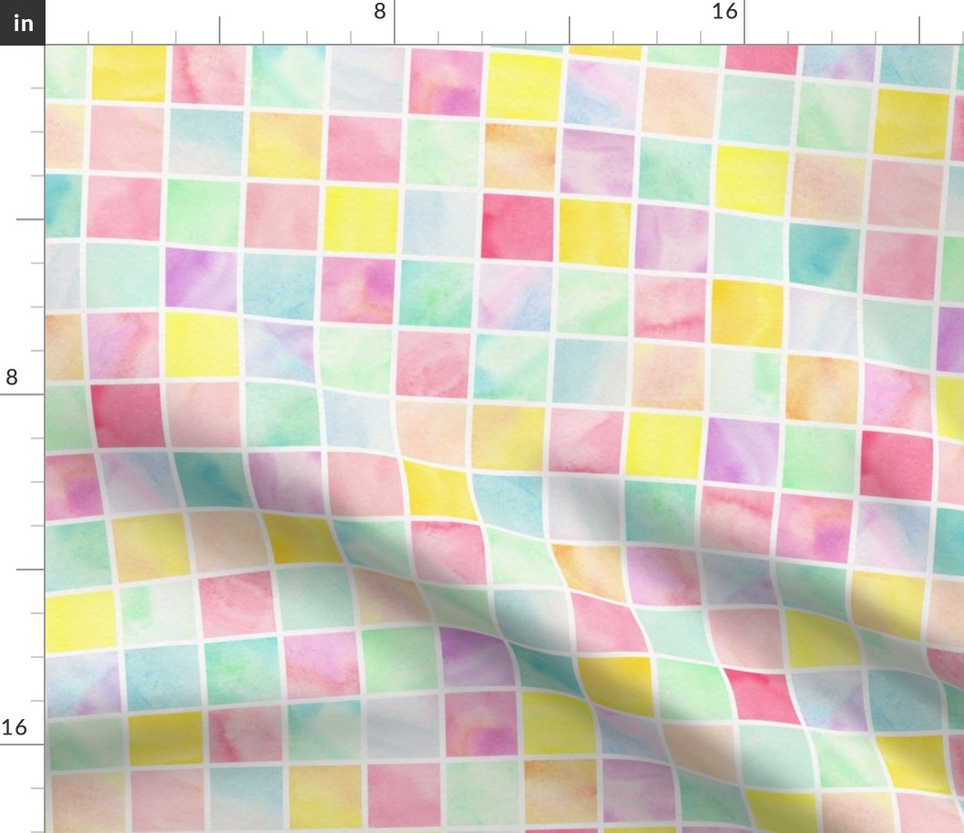 Pastel Watercolor squares in a grid Medium scale