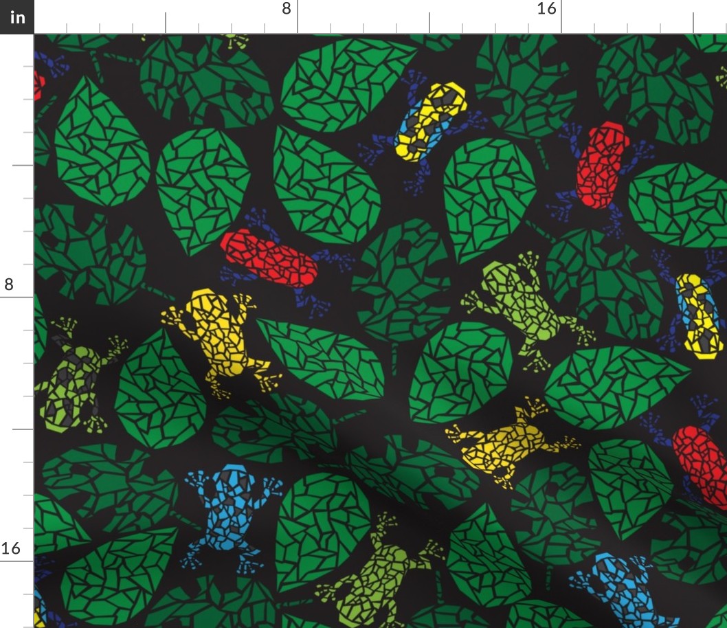Mosaic Poison Dart Frogs Black- Large Print