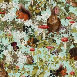 woodland creatures in a fall forest
