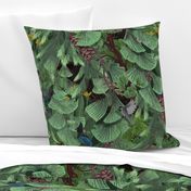 Forest Biome of Lake Tahoe, the Alpine Forest of the Sierra Nevada Mountains, Botanical Illustration, Realistic, Lush Forest Canopy, Pine Trees and Fir boughs